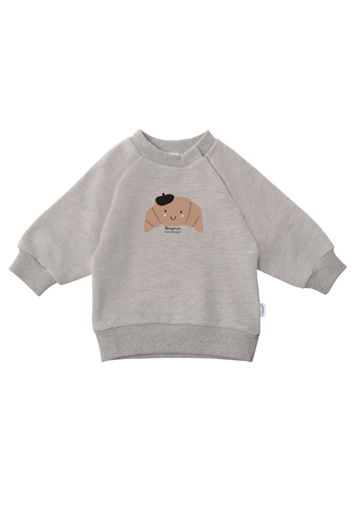 Sweatshirt in grau-melange mit Print "Croissant"