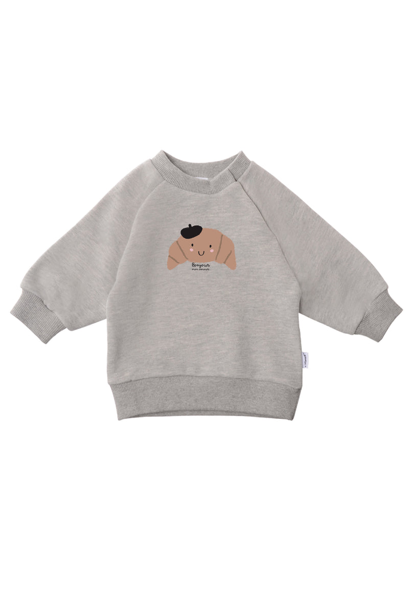 Sweatshirt in grau-melange mit Print "Croissant"