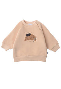 2tlg. Set mit Sweatshirt in beige "XMAS Croissant" und Leggings