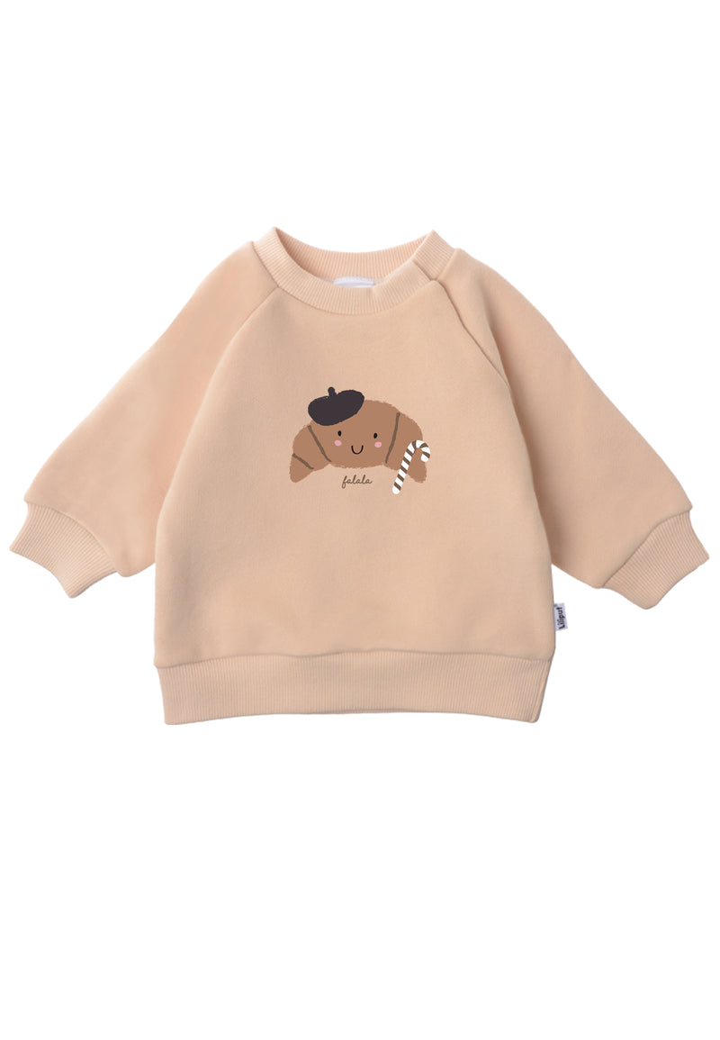 2tlg. Set mit Sweatshirt in beige "XMAS Croissant" und Leggings