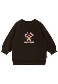 2tlg. Set mit Sweatshirt in braun und "XMAS Holly Jolly" Print und Leggings