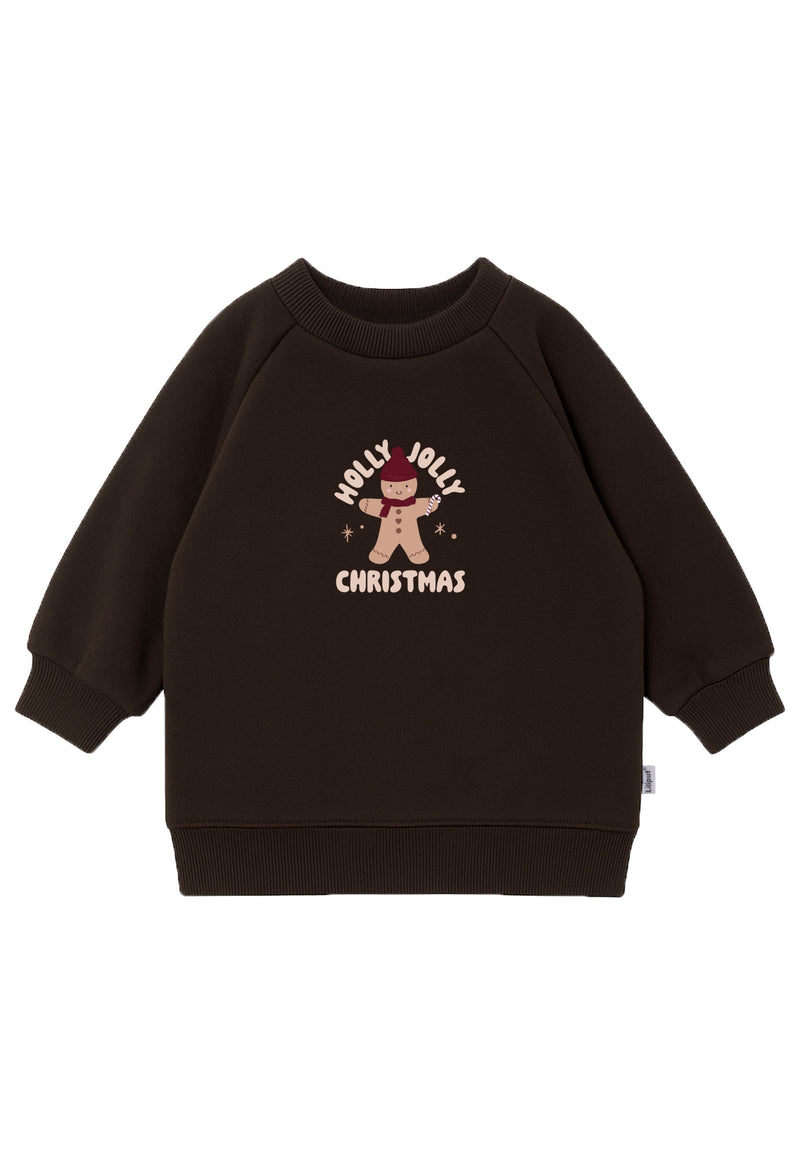 2tlg. Set mit Sweatshirt in braun und "XMAS Holly Jolly" Print und Leggings