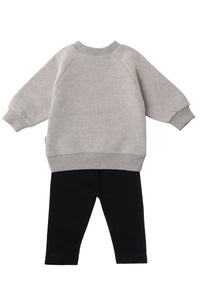 2tlg. Set mit Sweatshirt in grau und "Holly Jolly" Print und Leggings