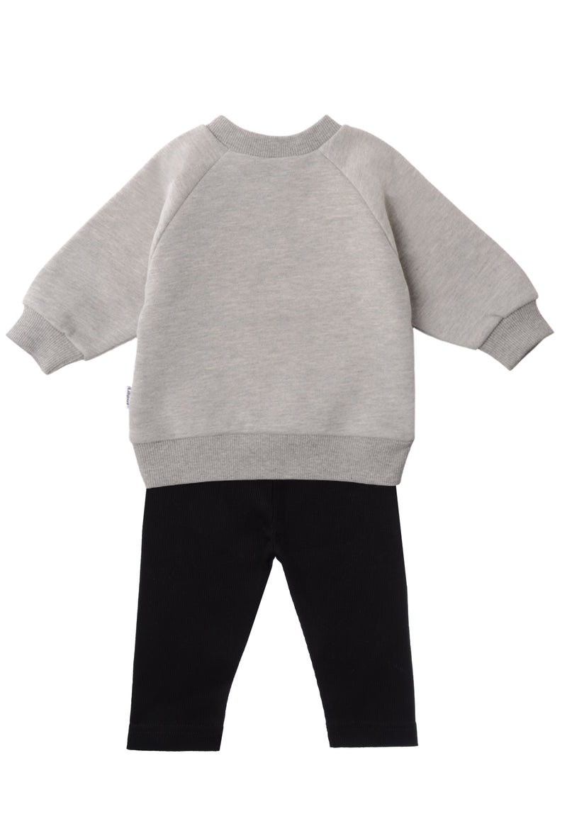 2tlg. Set mit Sweatshirt in grau und "Holly Jolly" Print und Leggings