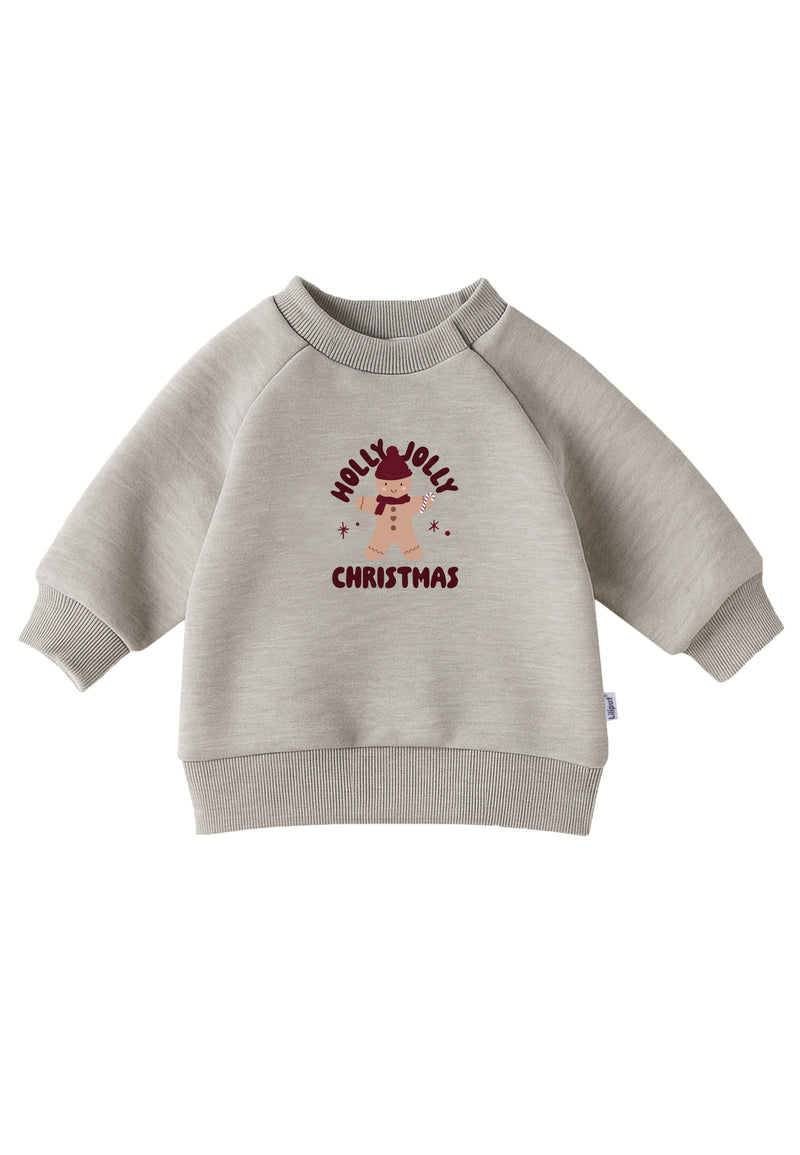2tlg. Set mit Sweatshirt in grau und "Holly Jolly" Print und Leggings