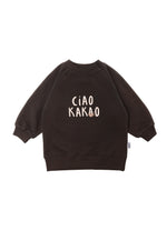 Sweatshirt in braun mit Raglanärmeln und lustigem Wording "Ciao Kakao".