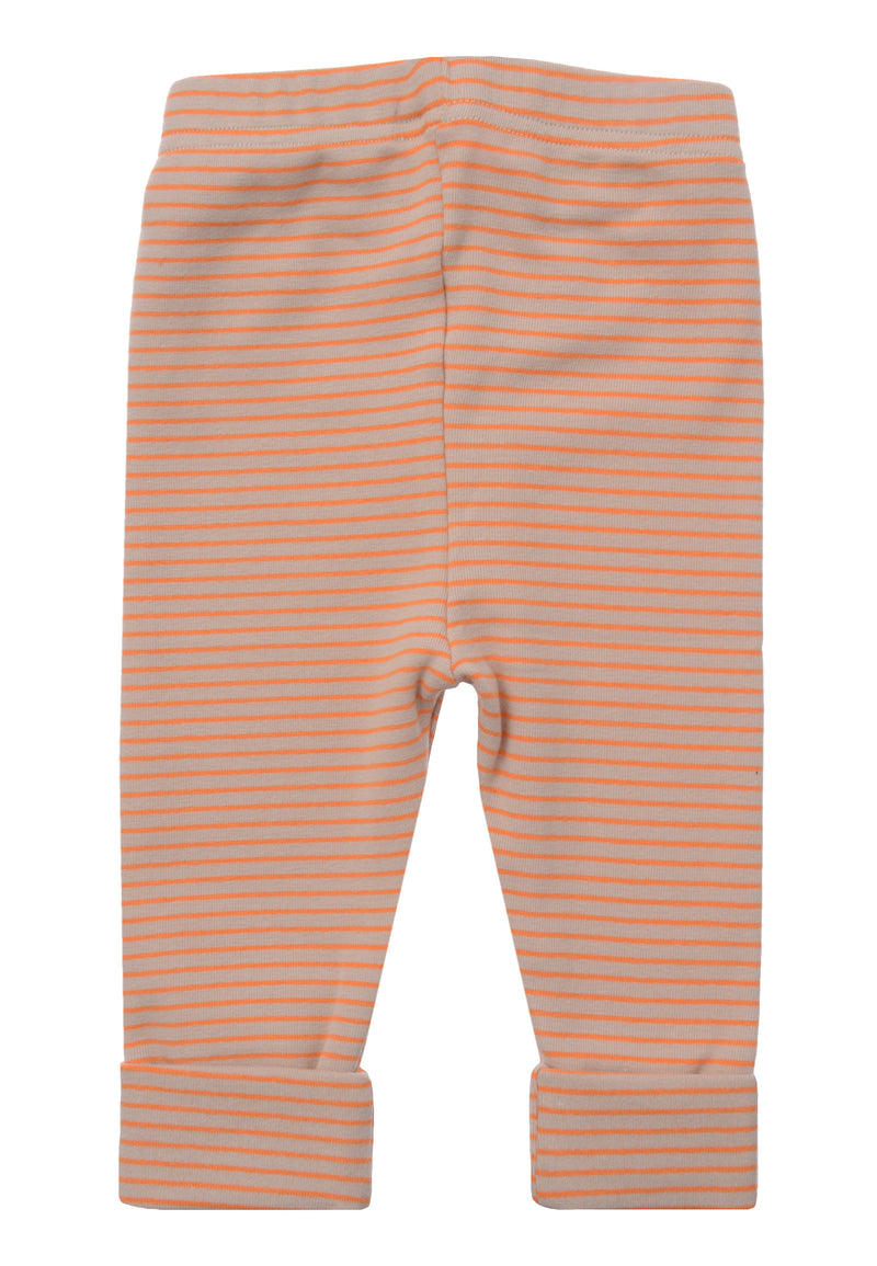 Rückseite von der beige/orange gestreiften Leggings