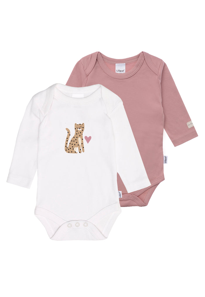 Doppelpack Amineckbodys in rosenholz und weiß mit Leoparden Print.