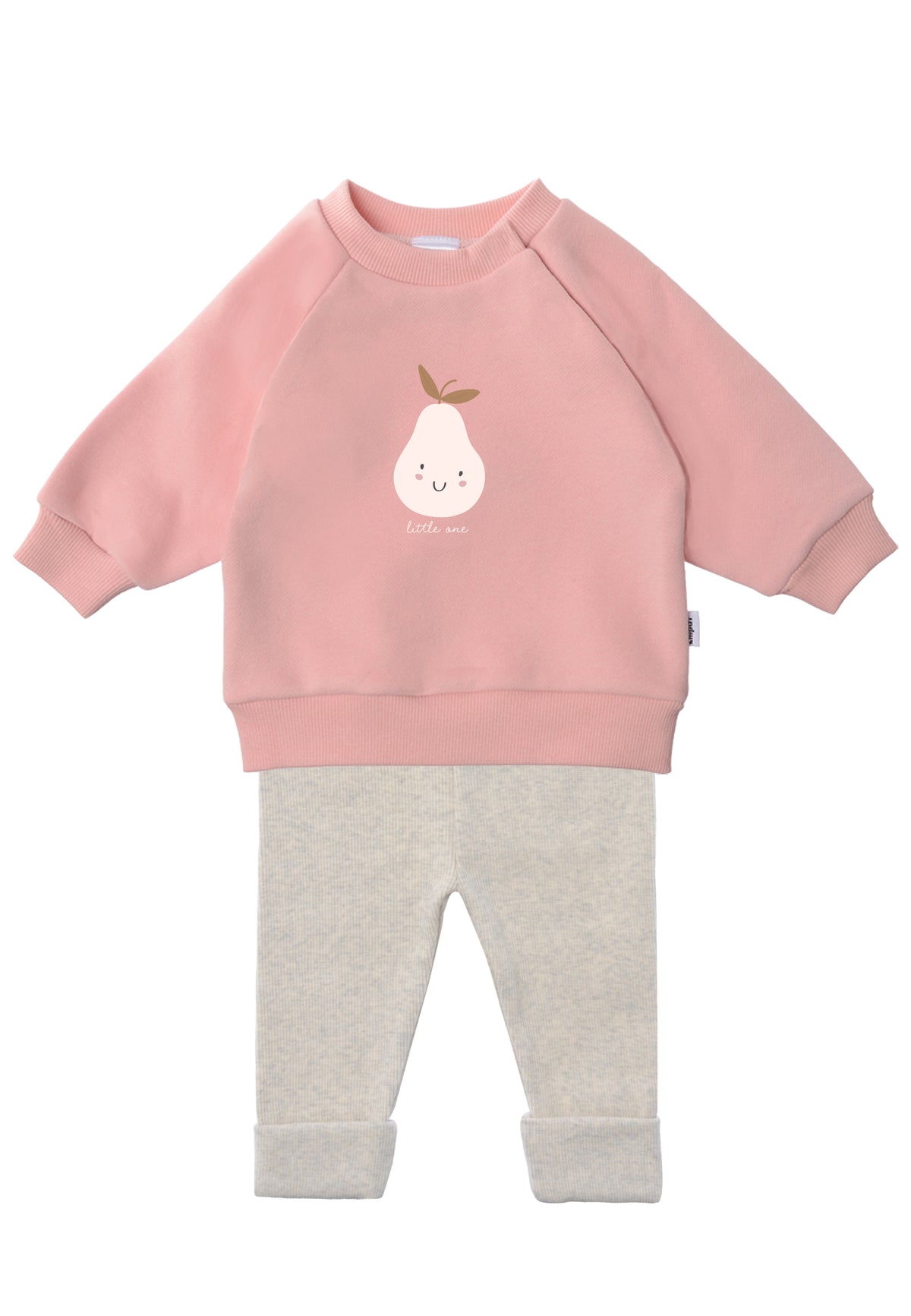 2teiliges Set mit rosa Sweatshirt und gerippter Leggings in grau.
