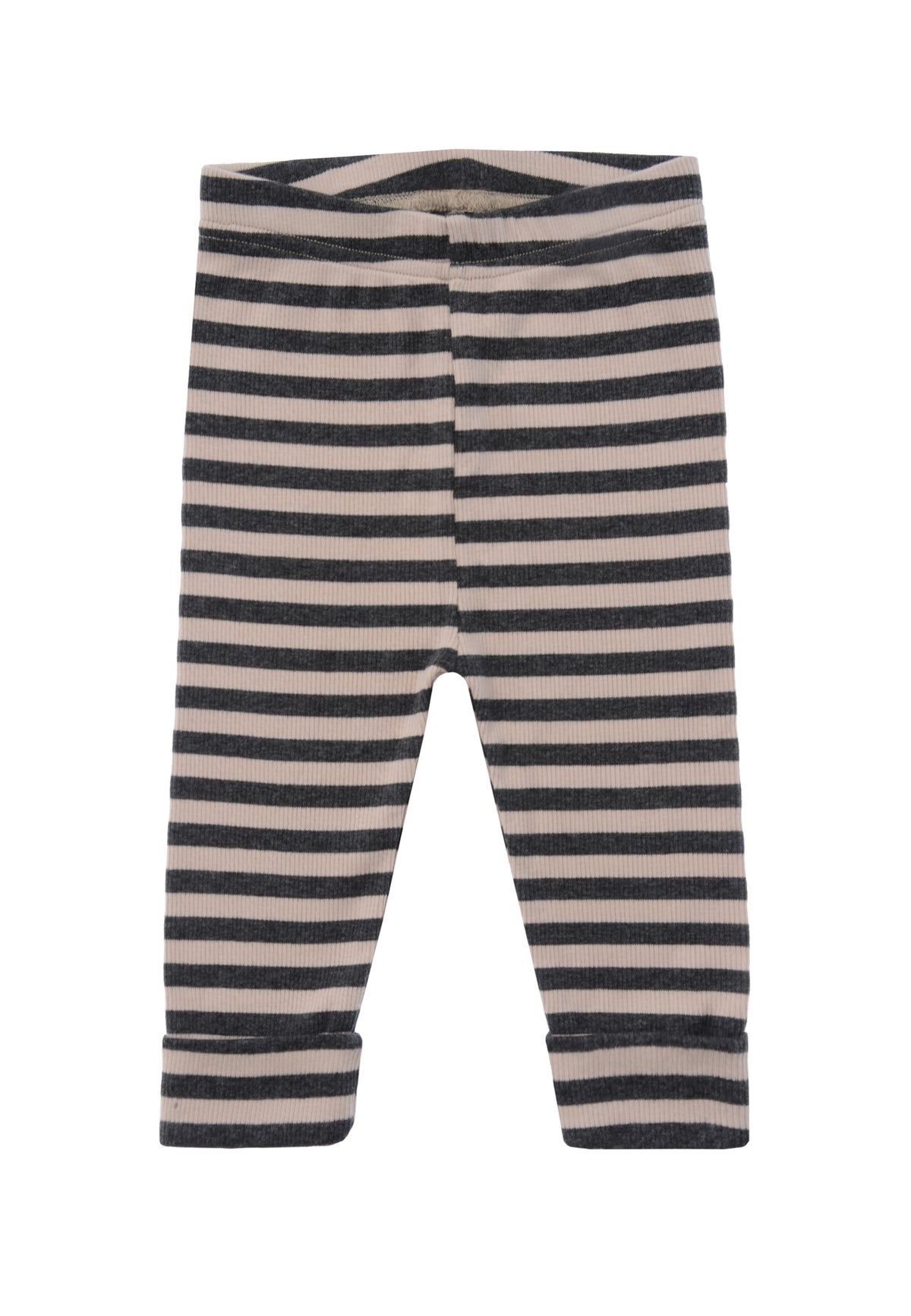 beige grua gestreifte Babyleggings mit umgeklapptem Saum