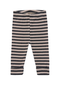 beige grua gestreifte Babyleggings mit umgeklapptem Saum