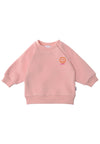 Rosa Sweatshirt mit Smiley Print und Wording Happy