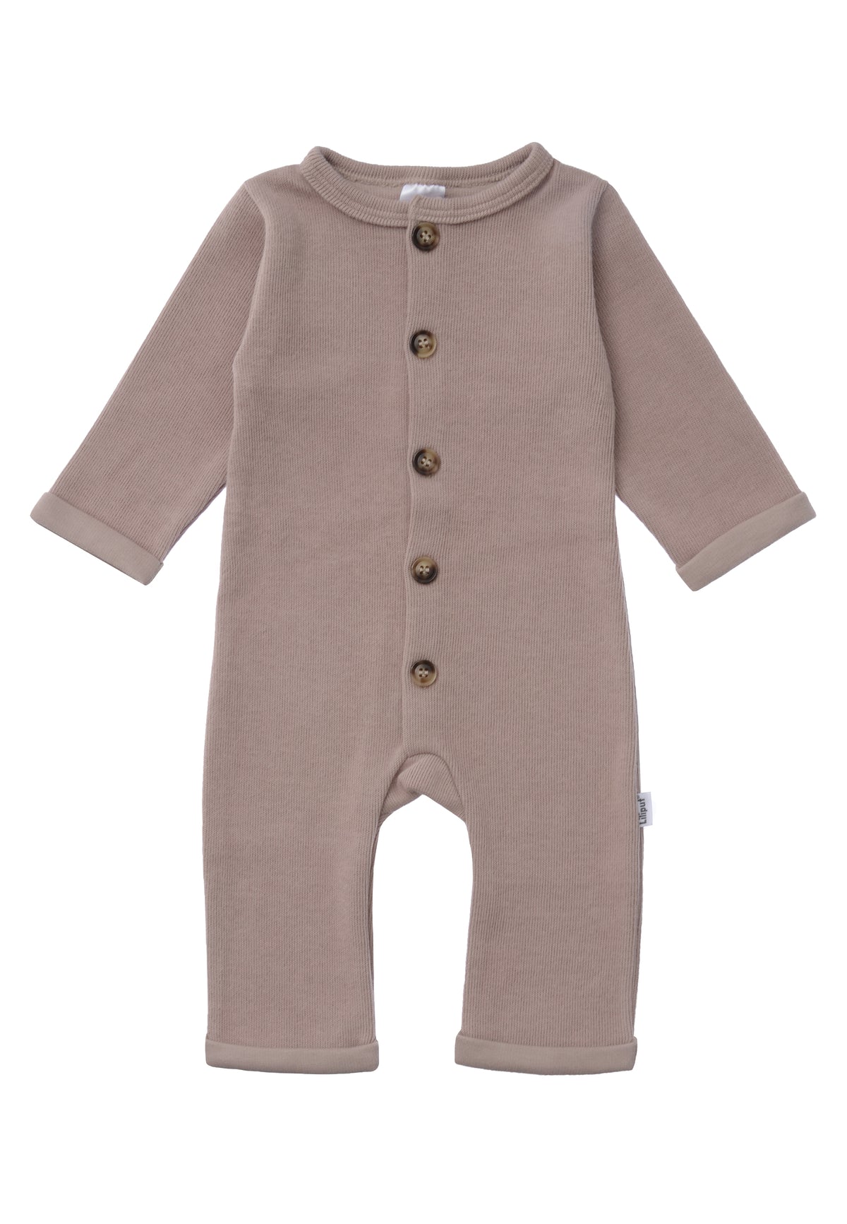Ribstrick Overall in braun.