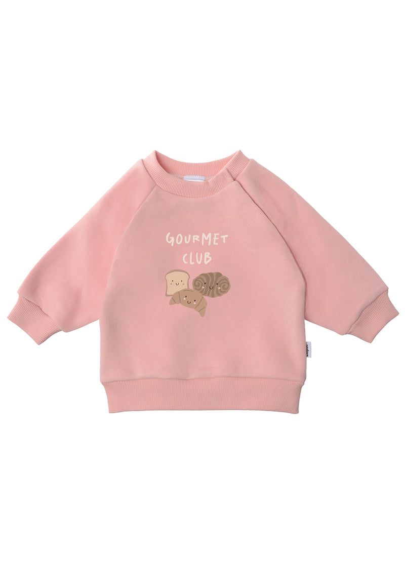 Sweatshirt in rosa mit Raglanärmeln und elastischen Rippenbündchen.