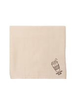Premium-Musselintuch in beige, groß mit Print "Babyccino Club"