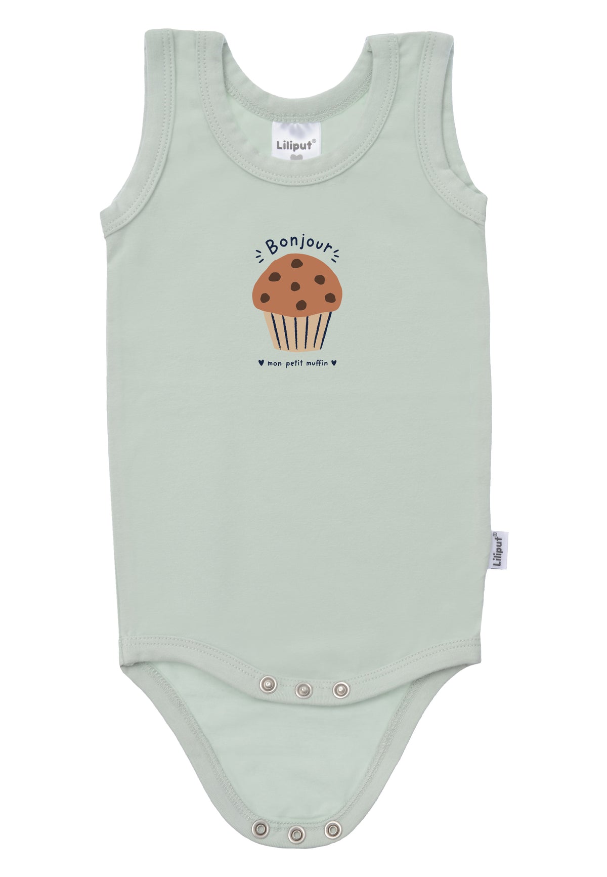 2er Pack Achselbodys in schilf und gestreift mit Muffin Print