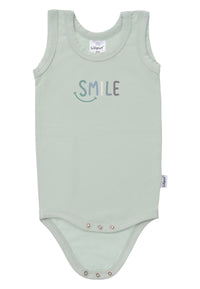 2er Pack Achselbodys in schilf und gestreift mit Smile Print