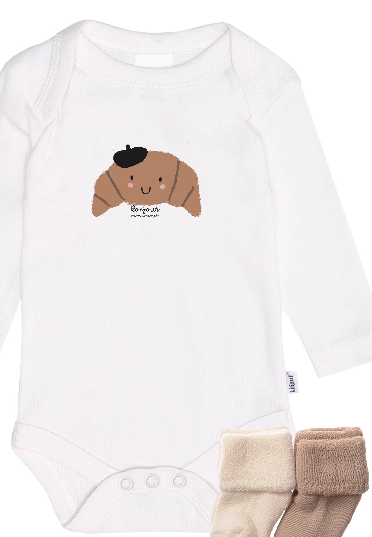 3-teiliges Set, Langarmbody Croissant