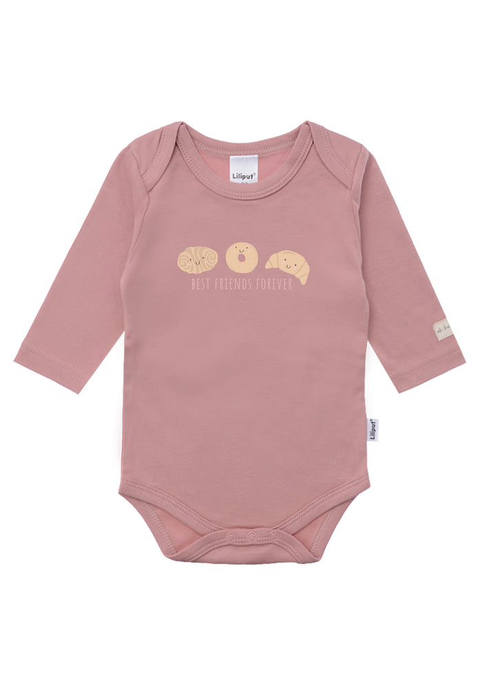 Langarmbody in rosé mit Best Friends Print