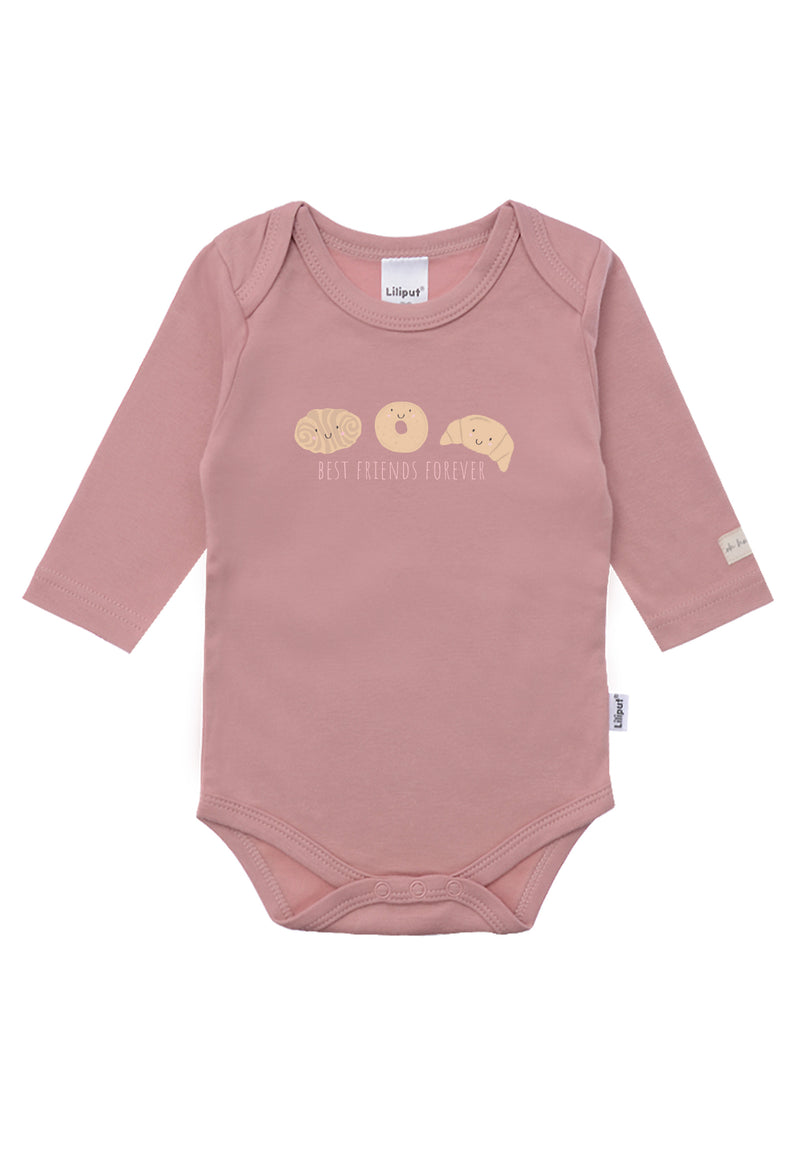 Langarmbody in rosé mit Best Friends Print