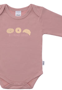 Langarmbody in rosé mit Best Friends Print