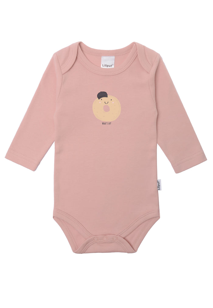 Amineckbody in rosè mit lustigem Donut Print.