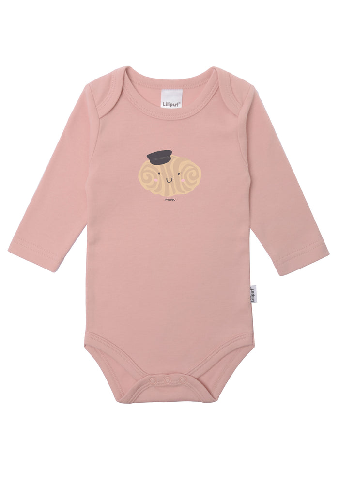 Amineckbody in rosè mit Franzbrötchen Print.