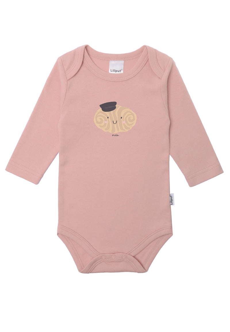 Amineckbody in rosè mit Franzbrötchen Print.