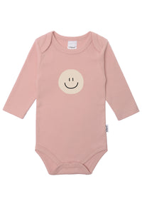 2er-Pack Langarmbodys in rosenholz und grau "Smiley"