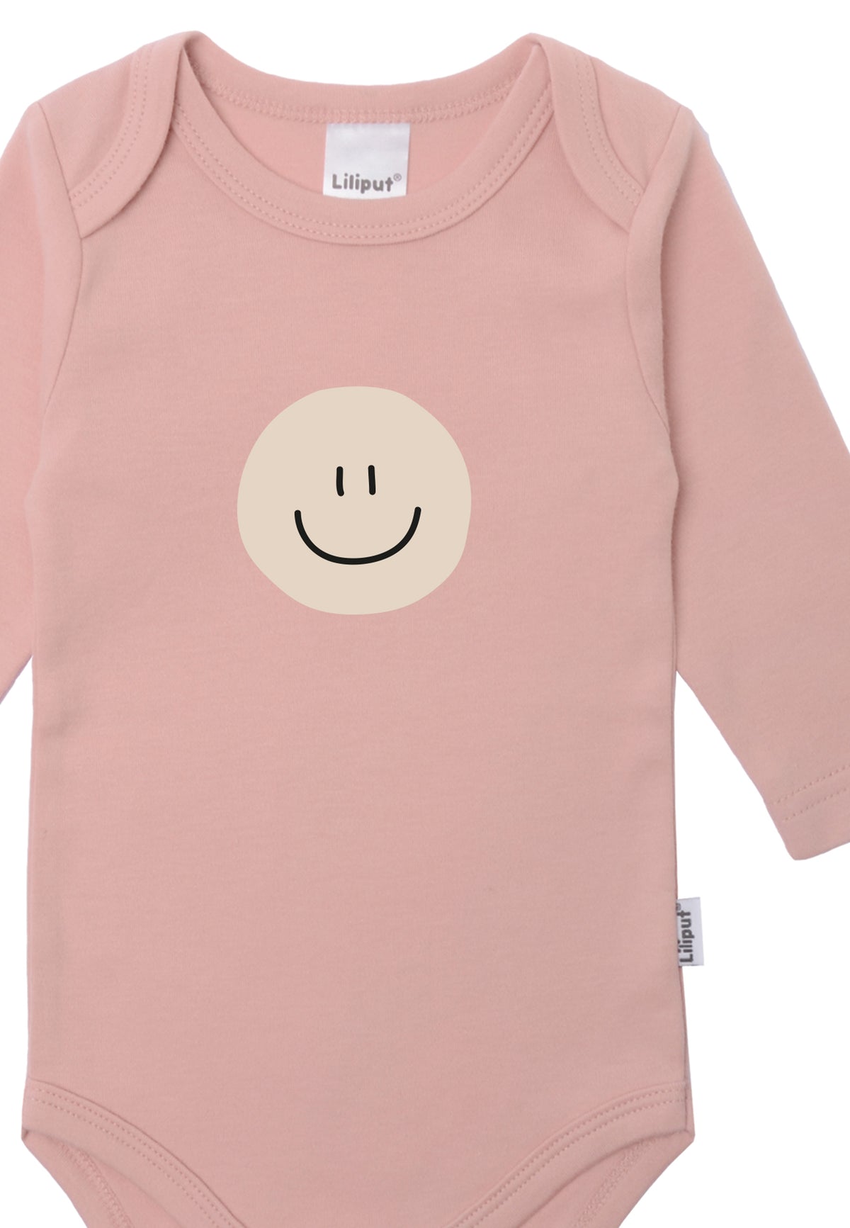 2er-Pack Langarmbodys in rosenholz und grau "Smiley"