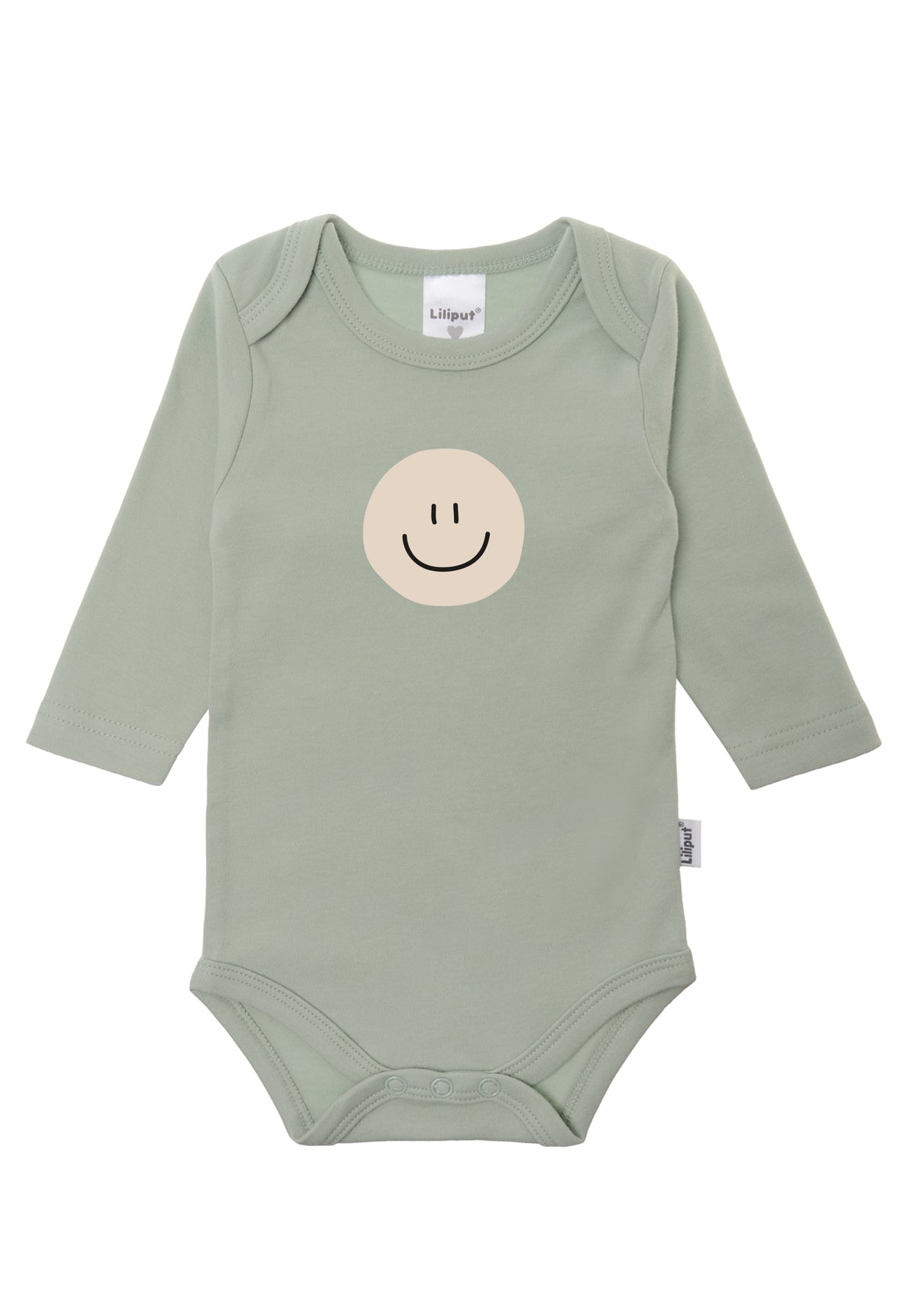 2er-Pack Langarmbodys in schilf und grau "Smiley"
