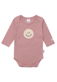 2er-Pack Langarmbodys in rosenholz und weiß "Smiley"