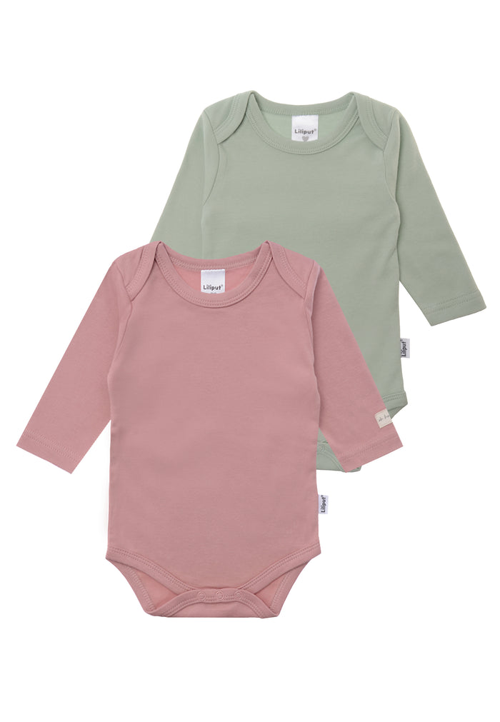 Doppelpack Langarmbodies schilf und rosenholz mit patch oh happy day 
