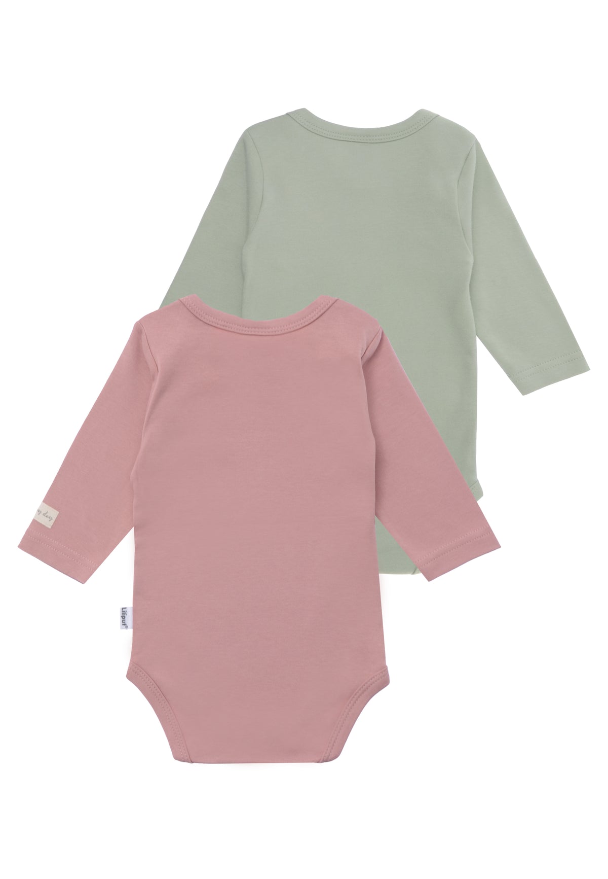 Rückansicht Doppelpack Langarmbodies schilf und rosenholz mit patch oh happy day 