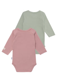 Rückansicht Doppelpack Langarmbodies schilf und rosenholz mit patch oh happy day 