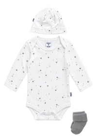 3-teiliges Babyset mit Sternenprint in Weiß