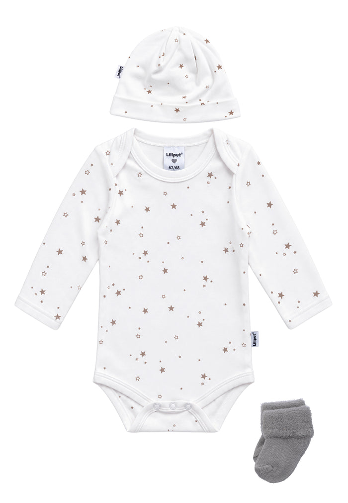 3-teiliges Babyset mit Sternenprint in Weiß