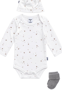 3-teiliges Babyset mit Sternenprint in Weiß