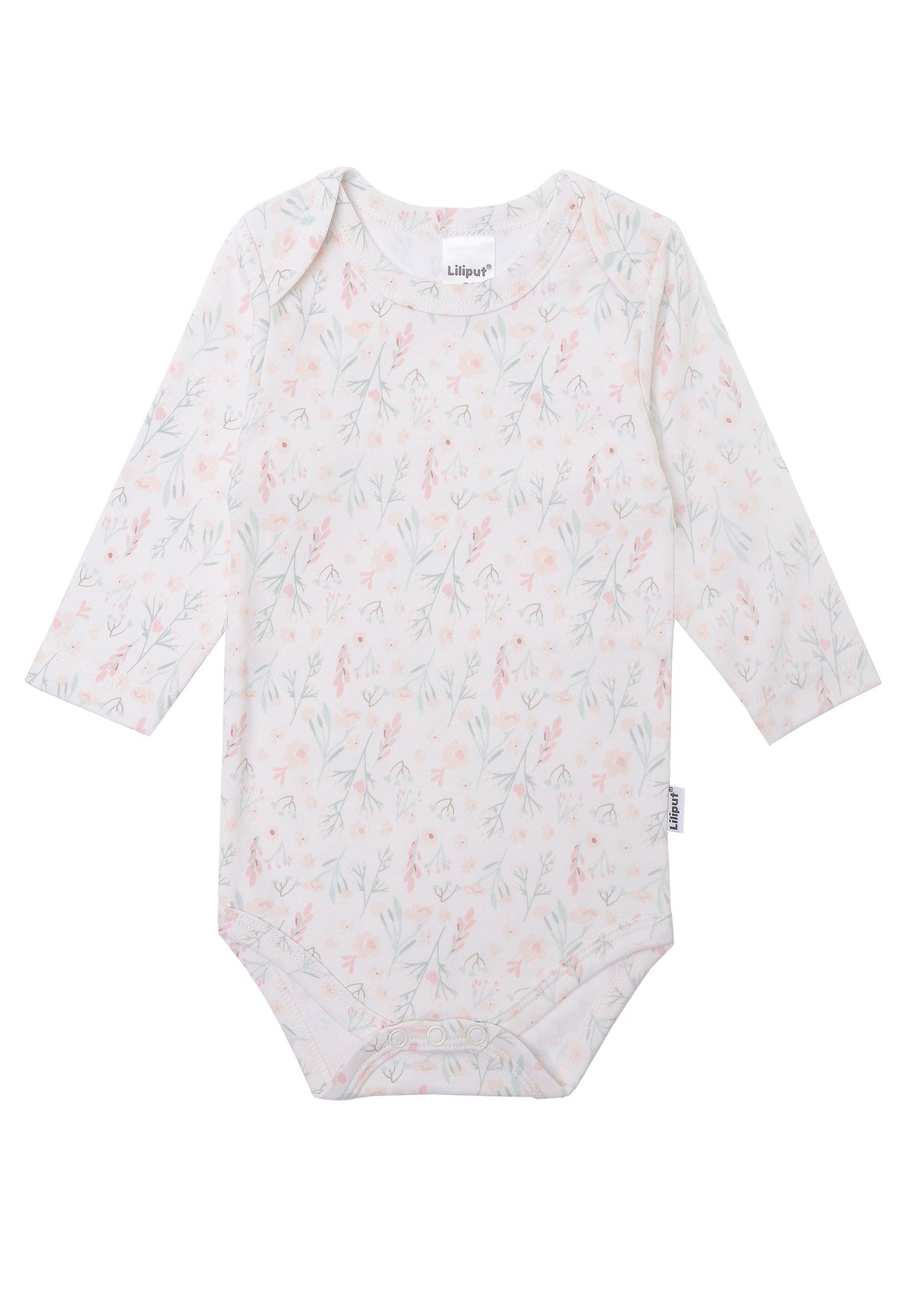 Langarmbody mit Amineckausschnitt mit Blumen Print