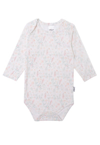 Langarmbody mit Amineckausschnitt mit Blumen Print