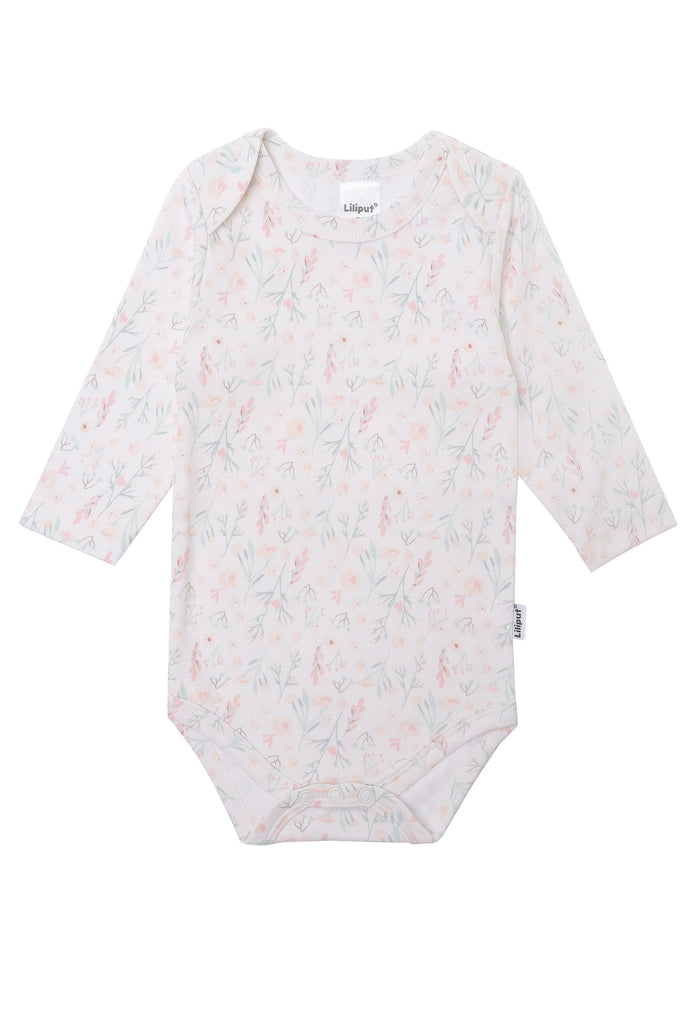 Langarmbody mit Amineckausschnitt mit Blumen Print