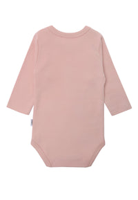 Rückseite Langarmbody mit Amineckausschnitt in der Farbe rosè