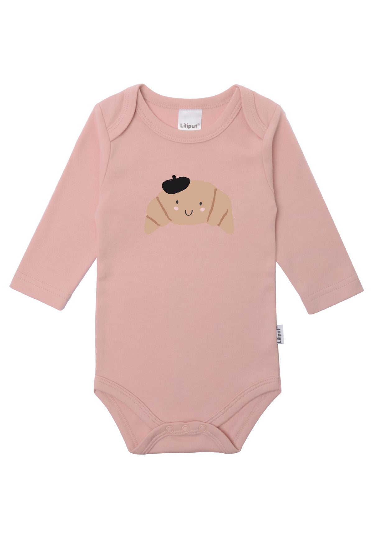 Langarmbody in rosé mit Croissant Print