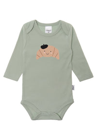 Langarmbody in schilf mit Croissant Print