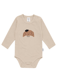 Liliput Shirtbody Langarm "Bonjour Croissant" Beige