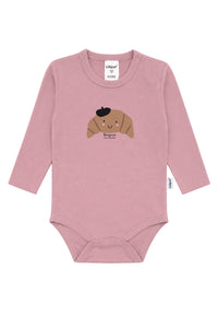Liliput Shirtbody Langarm "Bonjour Croissant" Rosenholz