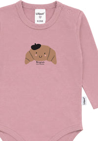 Liliput Shirtbody Langarm "Bonjour Croissant" Rosenholz