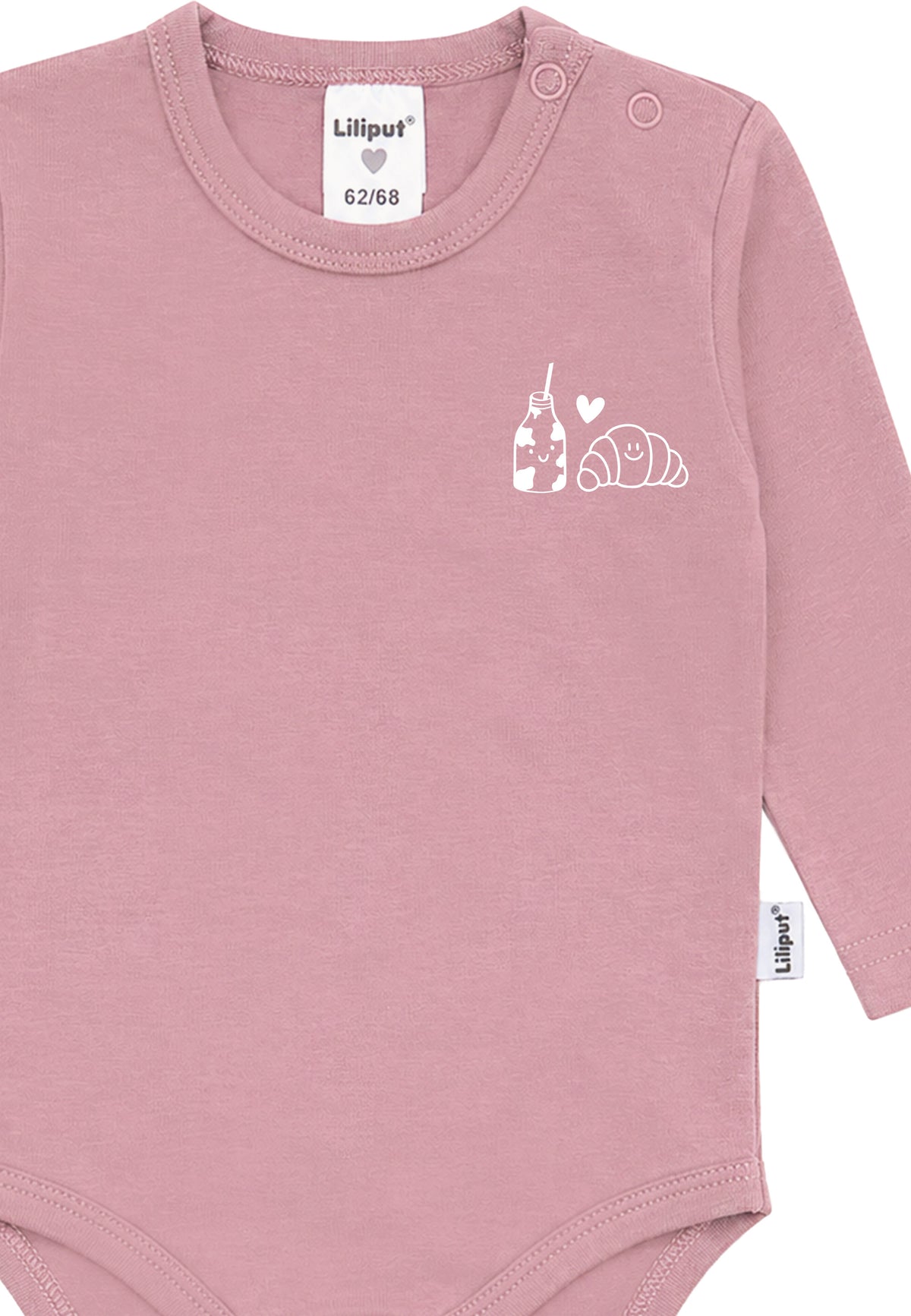 Liliput Shirtbody Langarm "Milch & Croissant" Rosenholz