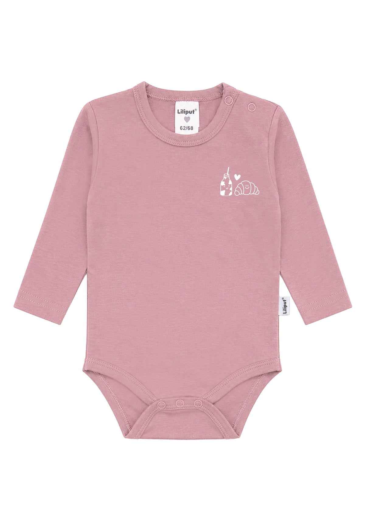 Liliput Shirtbody Langarm "Milch & Croissant" Rosenholz
