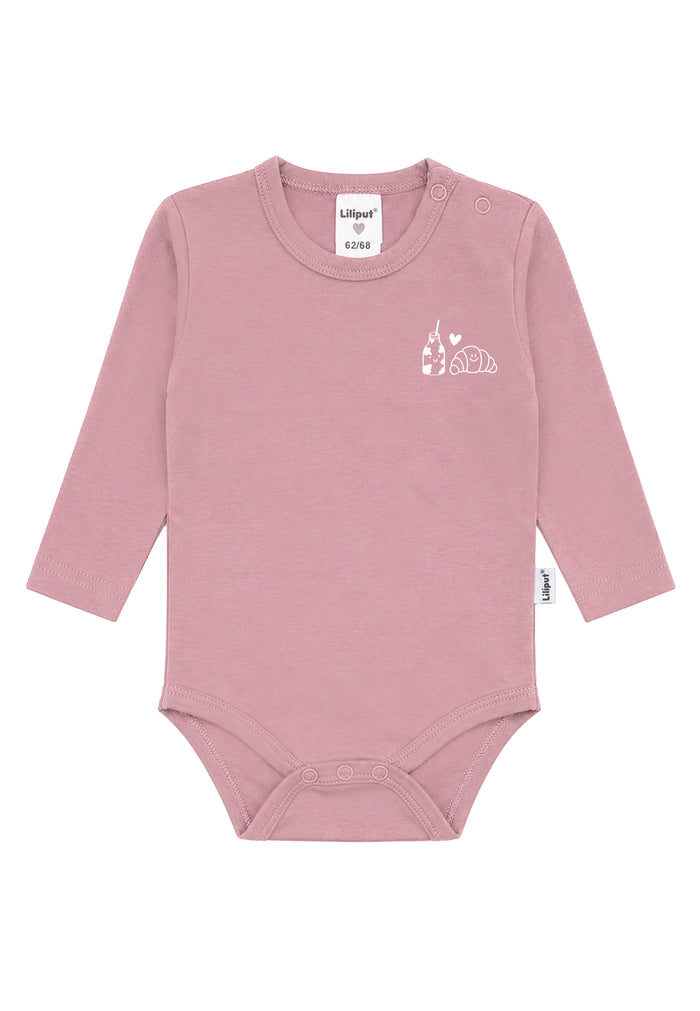 Liliput Shirtbody Langarm "Milch & Croissant" Rosenholz